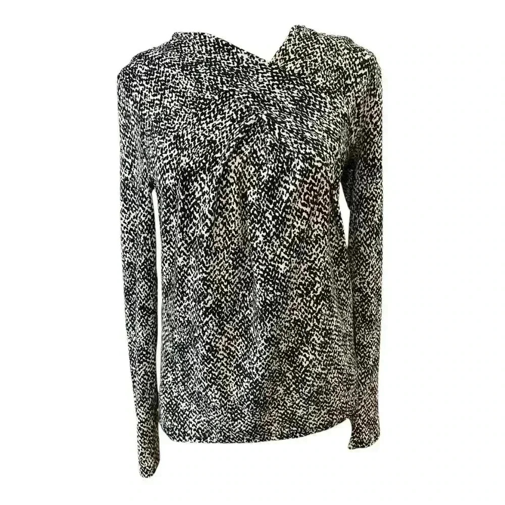 Ann Taylor LOFT Leopard Print Blouse Size Small Black & White Womens‎